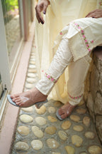 Ivory Floral Embroidered Handwork Kurta Set