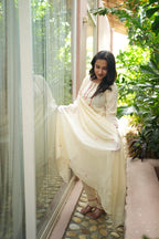 Ivory Floral Embroidered Handwork Kurta Set