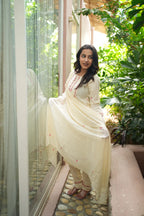 Ivory Floral Embroidered Handwork Kurta Set
