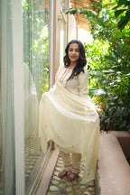 Ivory Floral Embroidered Handwork Kurta Set