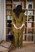 Olive Green Floral Co-Ord Set for Women