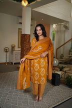 Mustard Yellow Handwork Kurta Pant Set