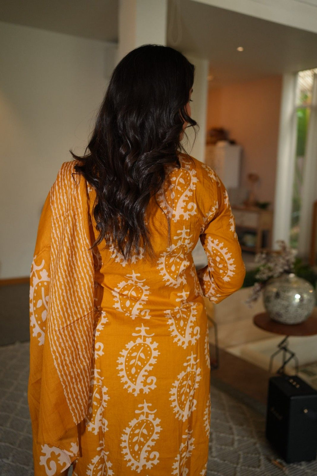 Mustard Yellow Handwork Kurta Pant Set