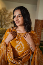 Mustard Yellow Handwork Kurta Pant Set
