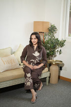 Women’s Brown Floral Embroidered Co-Ord Set